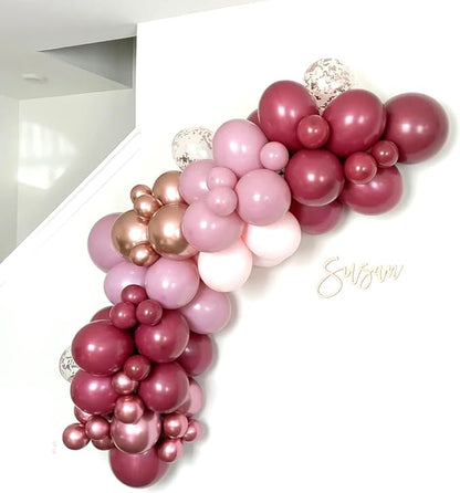 Burgundy Pink Balloon Garland Arch Kit, Burgundy Ruby Red Dusty Purple Pastel - Image 6