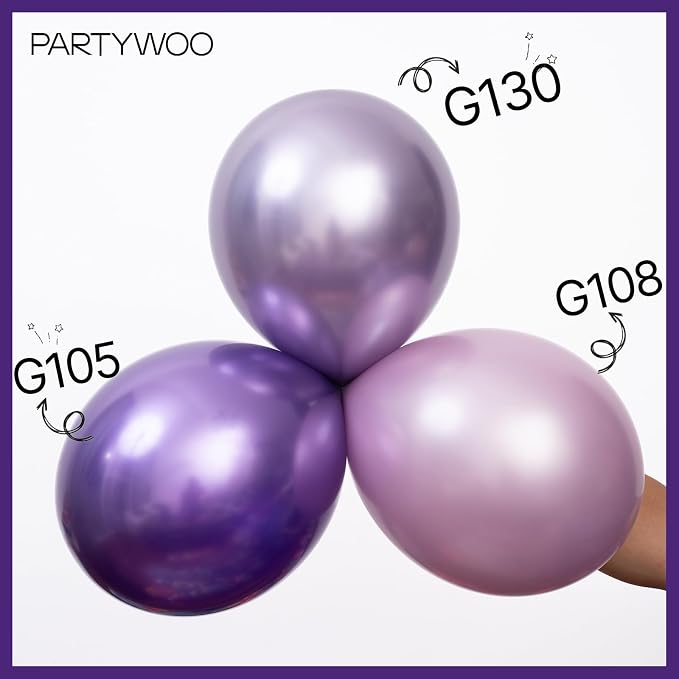 PartyWoo Metallic Purple Balloons 50pcs Chrome Purple Color 12 Inch | Balloons - Image 4