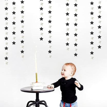 Black-Silver Birthday Graduation Party-Decorations Garland - 62ft Glitter - Image 7