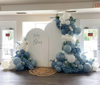 Dusty Blue Balloons Arch Kit, Long Balloon as Bow Decor - Image 7