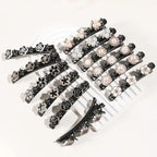 12PCS Sparkling Crystal Stone Braided Hair Clips, Braided Hair Clips for Women and Girls, Shiny Flower Rhinestone Hair Clip, Braided Duckbill Hair Clip With Crystal Hair Accessories for Styling