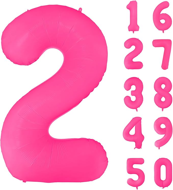 Fluorescent Rose Red Number Balloon 40 inch Giant Foil Helium Balloons Pink by Yeodong