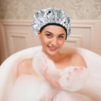 2 Pcs Aluminum Foil Deep Conditioning Hair Cap Reusable Heat Cap For Deep Conditioning Thickened Hair Cap for Oil Treatment Heated Shower Cap Processing Caps for Hair Dye Cap for Home and Salon Use