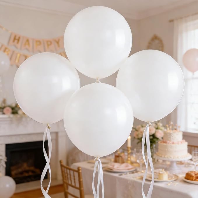 36 Inch White Balloons - Image 2