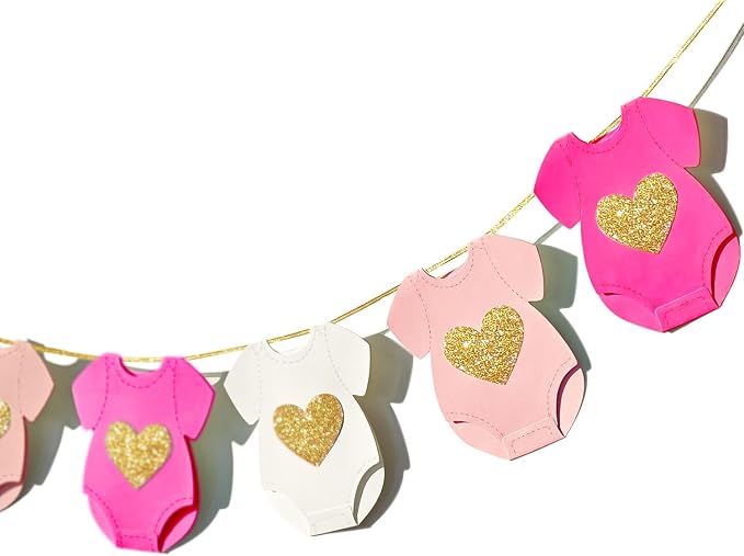 Letjolt Pink Baby Shower Girls Garland Gender Reveal Banner 9 Flags | by Letjolt