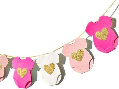 Letjolt Pink Baby Shower Girls Garland Gender Reveal Banner 9 Flags | by Letjolt