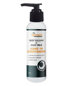 Beef tallow & Goat milk Leave-In Conditioner| Handmade hair Detangler- Anti-Frizz dreadlock moisturizer-Split Ends Breakage (12 Fl Oz)