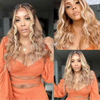 Highlight Bundles Human Hair Blonde Body Wave Bundle Niegmeag Brazilian Virgin Remy Hair 3 Bundles 16 18 20 Inch 2 Tone Blonde and Brown Body Wave Bundle 300g
