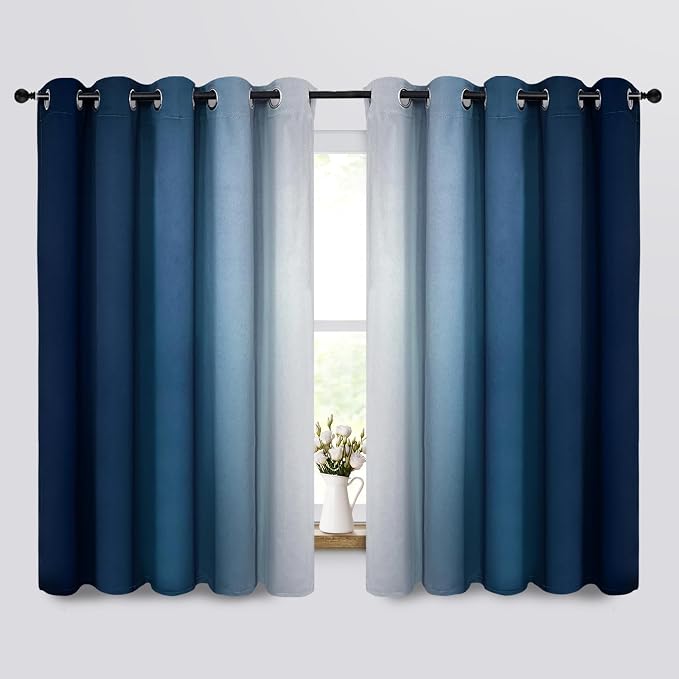 Yakamok Ombre Curtains Blue and Greyish White by Yakamok