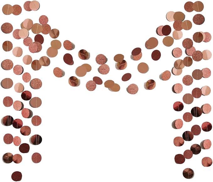 TTSAM 6 Pcs Rose Gold Paper Circle Dots Garland, 52 Feet, Bachelorette by TTSAM