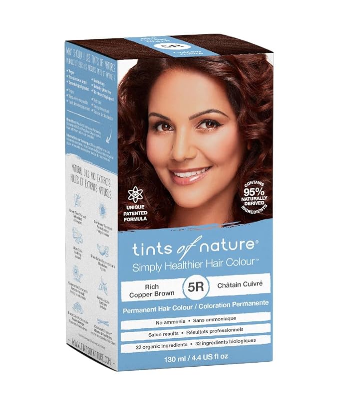 Tints of Nature 5R Rich Copper Brown Permanent Hair Dye, Nourishes Hair and Covers Greys, Ammonia-Free, 4.4 fl oz