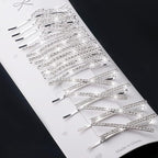 16 Pieces Rhinestone Bobby Pins, Fancy Metal Hair Clips, Crystal Shiny Barrettes, I S X Shaped Diamond Hair Accessories for Women Girls Wedding Prom Party (Silver)