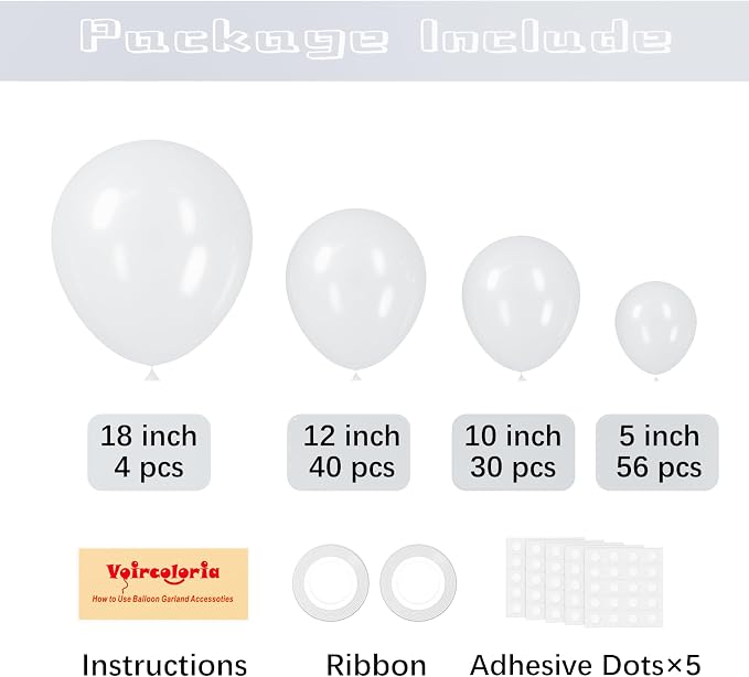 Voircoloria 130pcs Clear Balloons Garland Arch Kit, 18 12 10 5 Inch | - Image 2