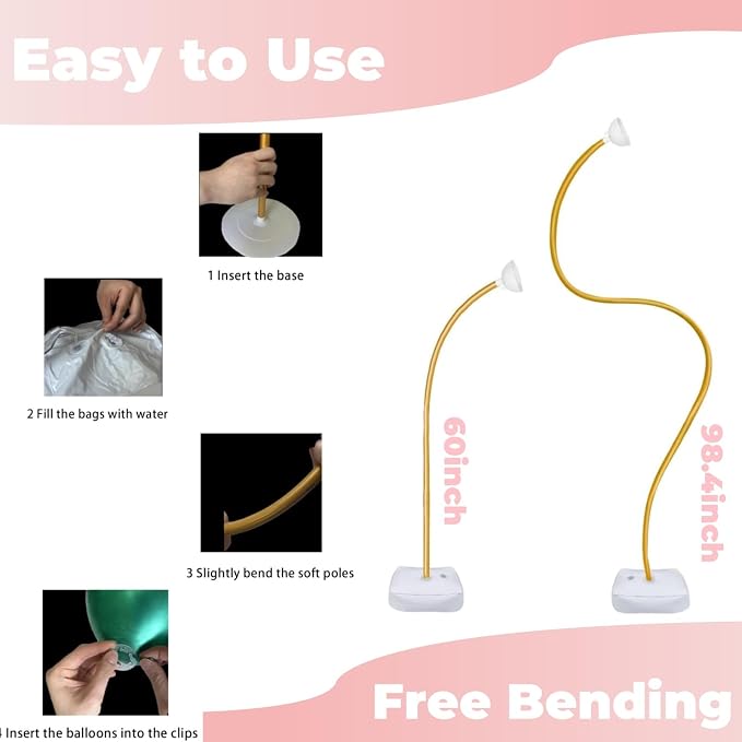 Balloon Arch Stand Kit with Water Fillable Base, 8.2FT & 5FT Flexible | Balloon - Image 3