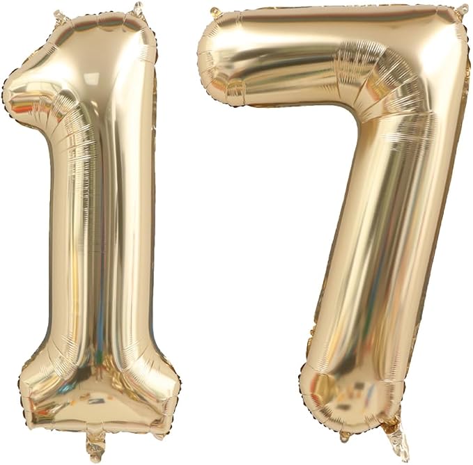 Light Gold 17 Number Balloons 40 Inch Giant Champagne Gold Birthday Numbers | by ANGEL+Q+HOUSE