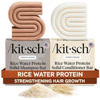 Kitsch Rice Water Protein Solid Shampoo and Conditioner Set for Hair Growth – Strengthening Hair Care Duo w/Rice Protein & Vitamins for Damage Repair – Paraben, Sulfate & Silicone Free, Made in USA