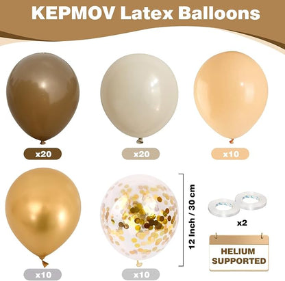 Brown and Gold Balloons, Latex Helium Balloon - Image 2