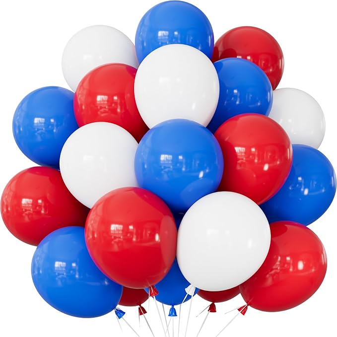 Red White and Blue Balloons for Birthday Baby Shower Party Decor, 4th of July by Haolongfa