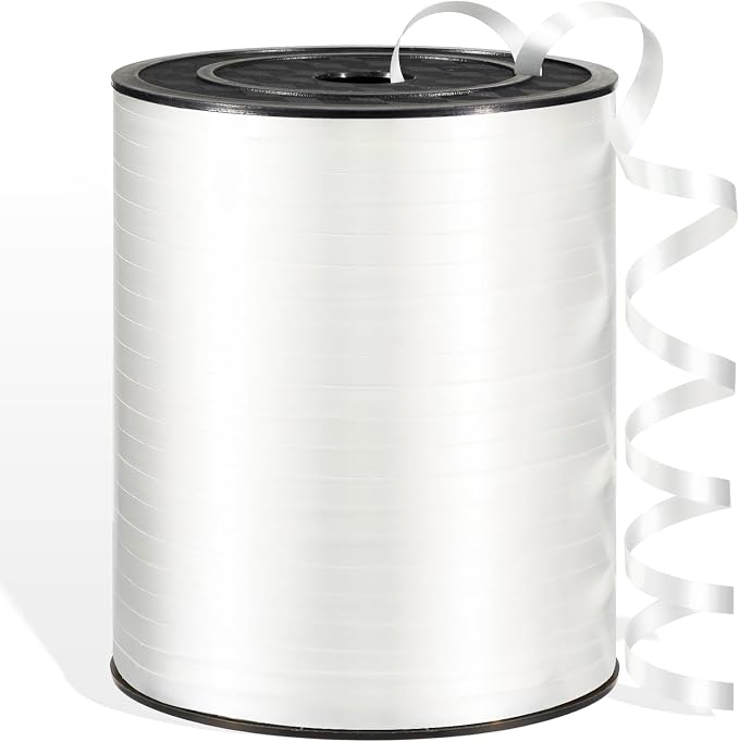 600 Yards White Curling Ribbon for Gift Wrapping, 1/5 Inch White Balloon String by Unknown