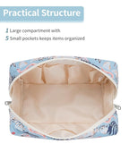 Narwey Cute Makeup Bag Travel Cosmetic Bag Organizer Toiletry Bag Make Up Bags with Compartments for Women Girls (Large, Aqua Flamingo)