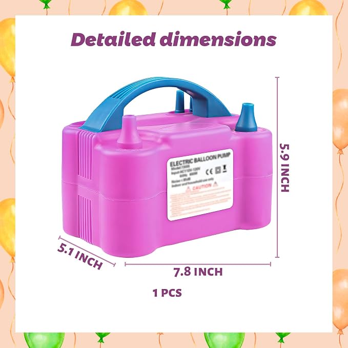 Balloon Pump 600W 110V Rose Red Portable Dual Nozzle Inflato Including 2 - Image 2