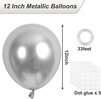 RUBFAC Silver Balloons 120pcs 12 Inch, 2026 International Football Game Decor - Image 2