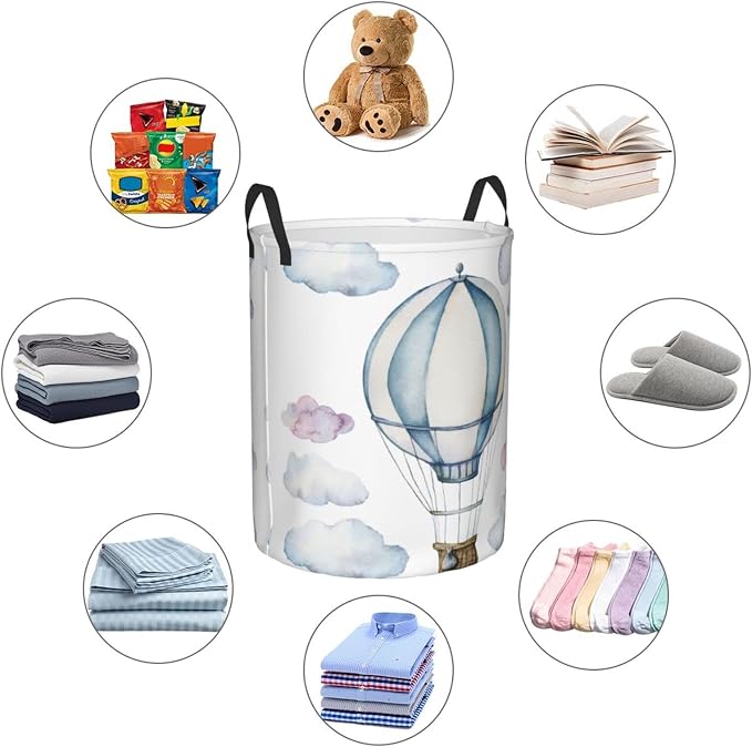 Hot Air Balloon Round Laundry Hamper Storage Basket Toys Clothes Organizer Bin - Image 5