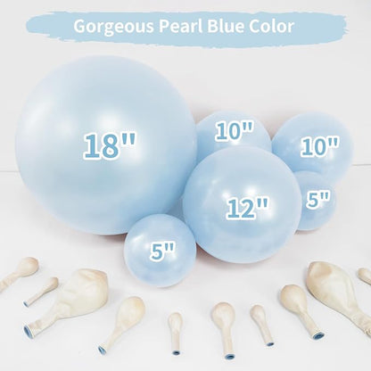 Double Pearl Blue Stuffed Balloons Different Size 115Pcs 5/10/12/18" Light Blue - Image 3