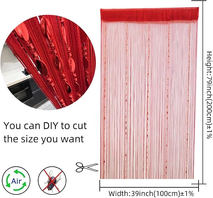 ave split 100cmX200cm Decorative Door String Curtain Beads Wall Panel Fringe - Image 3