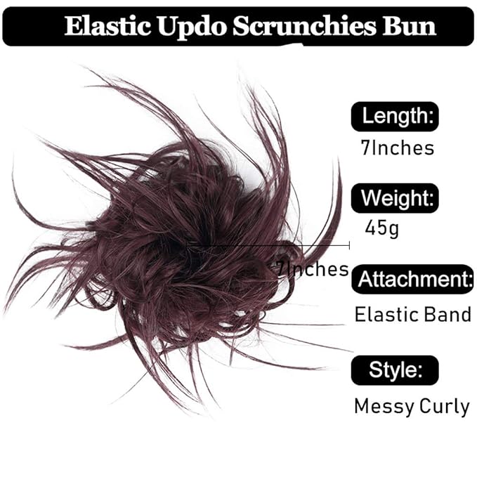 HMD Tousled Updo Bun Messy Bun Hair Piece Ponytail Bun With Elastic Rubber Band Updo Synthetic Hairpieces for Women