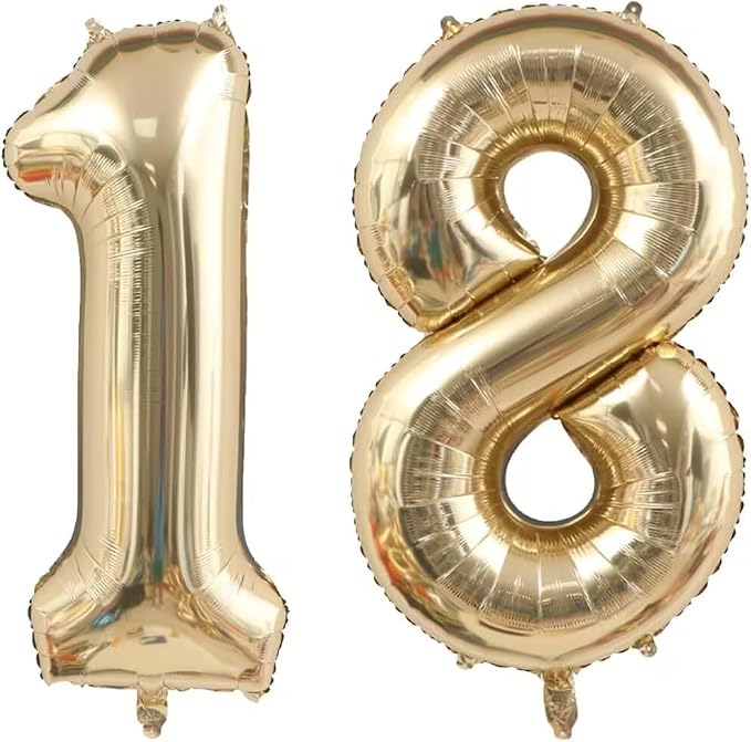 40 Inch Gold 81 18 Balloon Numbers, Foil Mylar Helium Jumbo Number 18 Balloons by Unknown