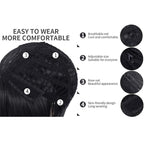 BERON 14 Inches Black Wigs with Bangs for Women Short Curly Wig Black Bob Wig for Girl Natural Looking Wavy Wigs