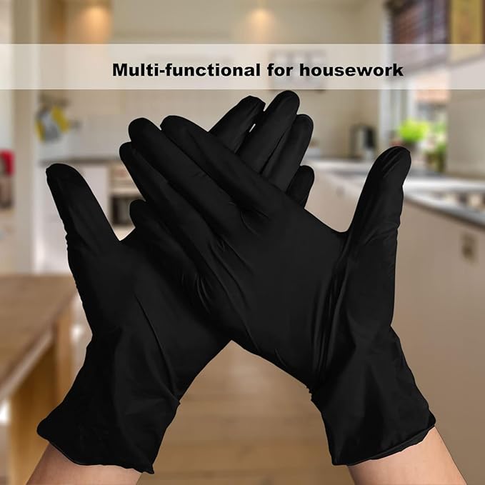 Disposable Gloves Large, Nitrile and Vinyl Blend Latex Free Gloves, 4 Mil,1000 Pc. Food Grade Glove for Cleaning, Food Prep, Hair Dye, Tattoo, Black