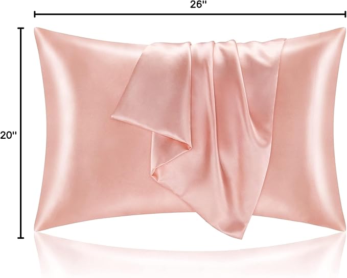 BEDELITE Satin Pillowcase for Hair and Skin, Super Soft and Cooling Similar to Silk Pillow Cases 2 Pack with Envelope Closure, Gift for Women Men(20"x26" Standard Size, Coral)