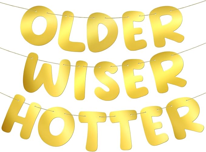 Fulmoon Set of 3 Pre Strung Older Wiser Hotter Glitter Banner Funny Birthday by Fulmoon