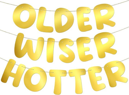Fulmoon Set of 3 Pre Strung Older Wiser Hotter Glitter Banner Funny Birthday by Fulmoon