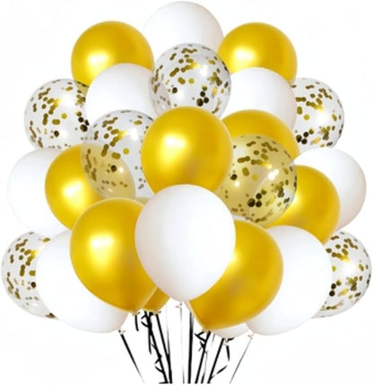 300 Pack Gold and White Balloons 12 Inch Gold Confetti Balloons by ZWZLIULIAN