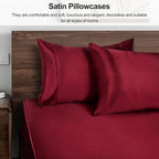 Lirex Satin Pillowcase for Hair and Skin, Super Soft and Cooling Similar to Silk, 2 Pack Standard Size 20"X 26" Pillow Cases with Envelope Closure, Gifts for Women Men, Wine Red