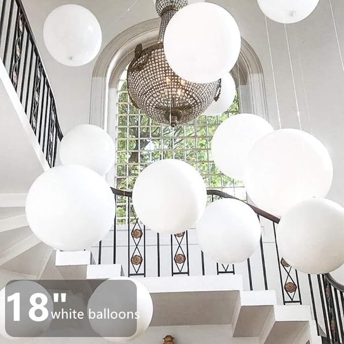 24pcs 18 Inch Big White Balloons Latex Round Balloons Giant White Balloon Jumbo - Image 5