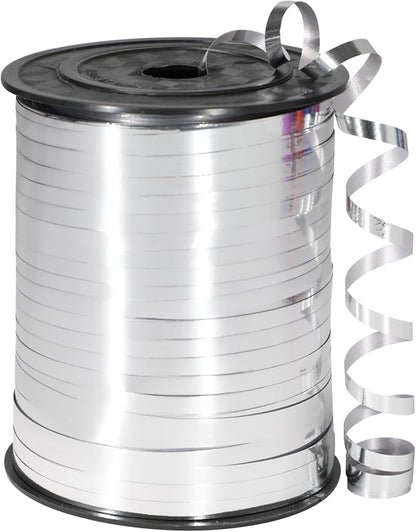 Silver Ribbon, 500 Yard Premium Silver Curling Ribbon, Metallic Shiny Curling by OMISELIO