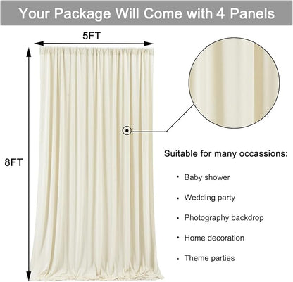 20 ft x 8 ft Ivory Backdrop Curtain Panels, 4 Panels 5 ft x 8 ft Wrinkle Free - Image 5