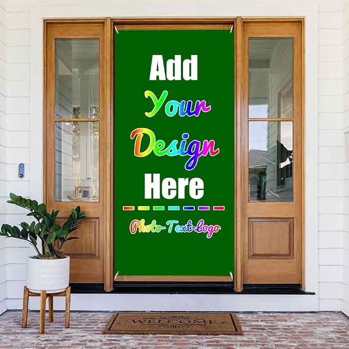 Custom Door Cover Banner, DarkGreen | Decoration Banner Background Sign by ZOLRITH