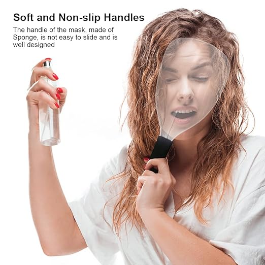 Saycker 3Pcs Face Shield for Hairspray,Plastic Barber Face Shield,Handheld Hairspray Face Shields,Reusable Face Protective Cover for Hairdressing Hair Stylist Cutting Dust Makeup Protector(Clear)