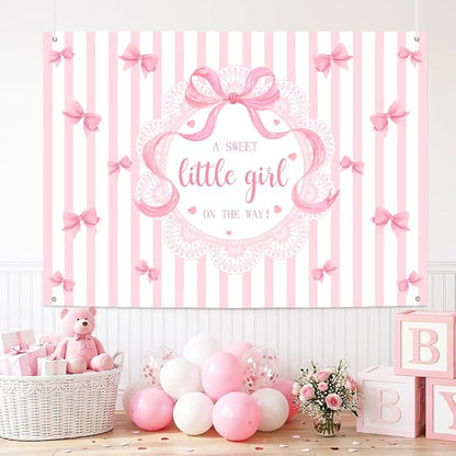 AIBIIN A Sweet Little Girl is on The Way Photography Background | Pink Bow by AIBIIN