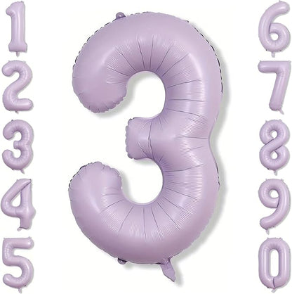 Cream Purple Number 3 Balloon 40 Inch, Foil Numeral by Unknown