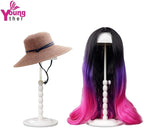 Youngther Wig Stand Adjustable Height Hat Display Portable Folding Wig Head Holders Plastic Wig Stand for Styling Wig Hair Drying Display (White)