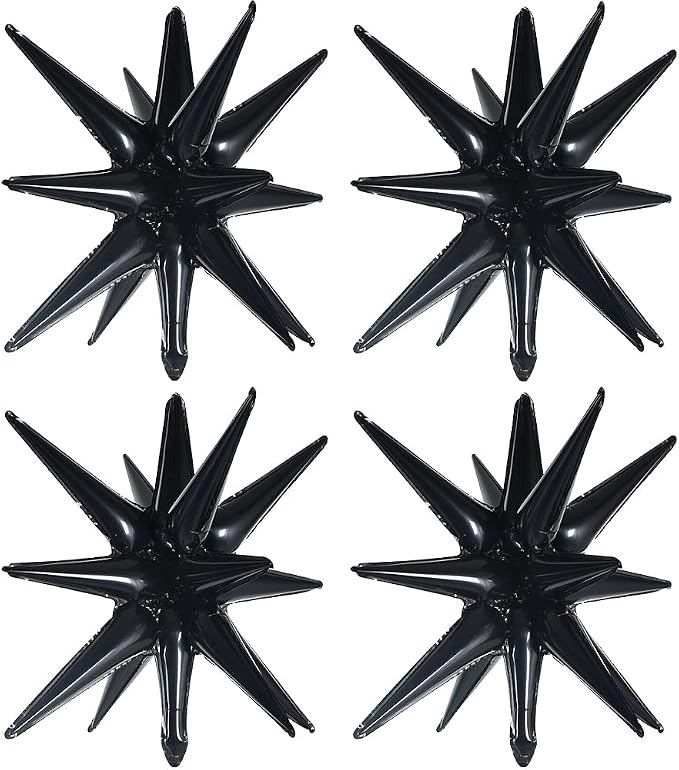 TONIFUL 4 Pcs Explosion Star Balloons Black Foil Balloon Party Decorations | 22 by TONIFUL