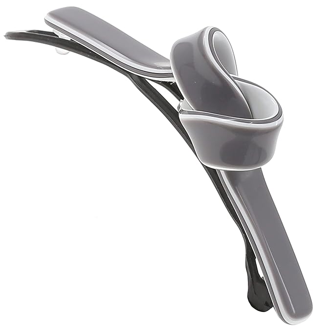 Camila Paris CP3359 French Hair Barrette Clip for Girls, Handmade, Gray/White, Metal-Free Closure Strong Hold Grip Hair Clips for Women, No Slip Durable Styling Girls Hair Accessories, Made in France