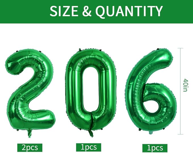 TONIFUL 2026 Graduation Balloons 42Inch Dark Green 2026 Number Balloons - Image 2