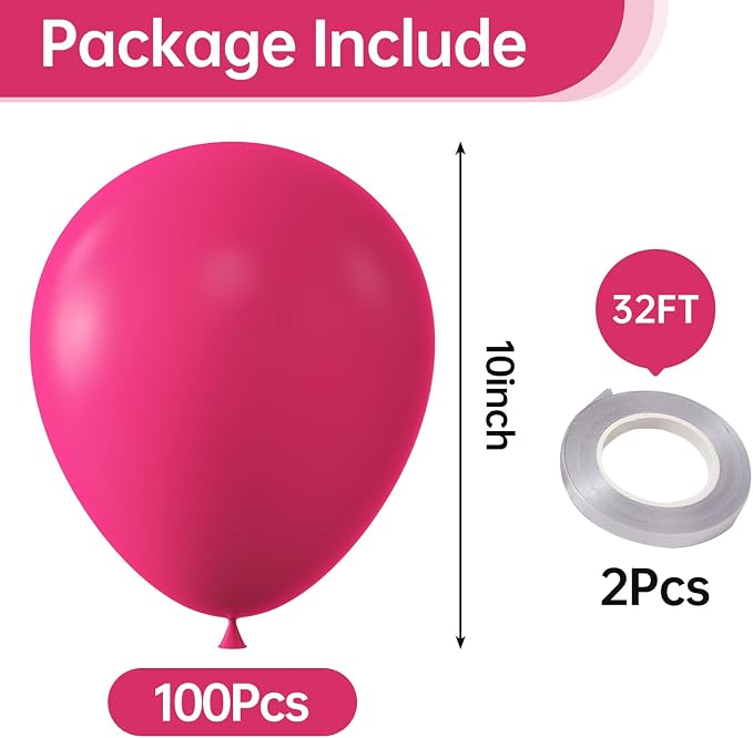 10 Inch Hot Pink Balloons - Image 2